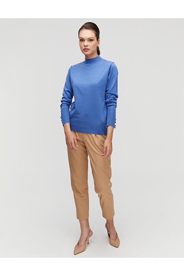 Basic Triko Bluz Açık Mavi - 3