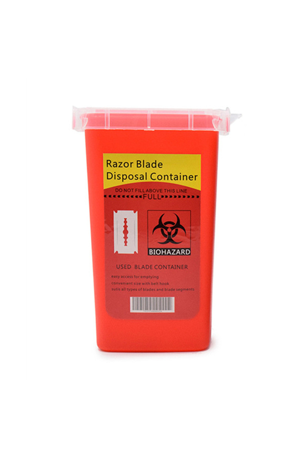 Red Barbershop Blade Recycle Box Tattoo Medical Disposable Needle Trash Can Sanitary Trash Case Easy