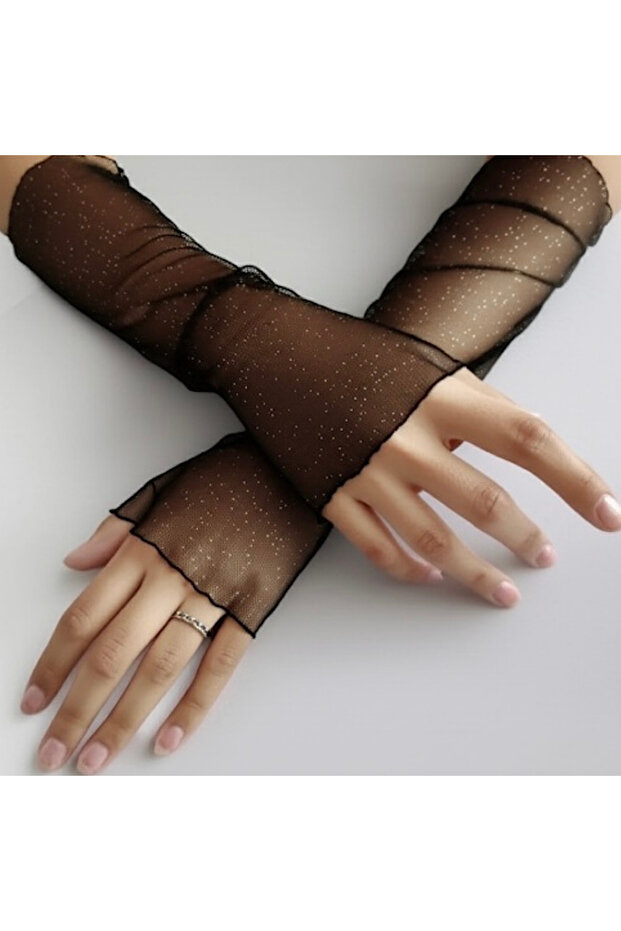 Siyah Simli Tül Eldiven - 1