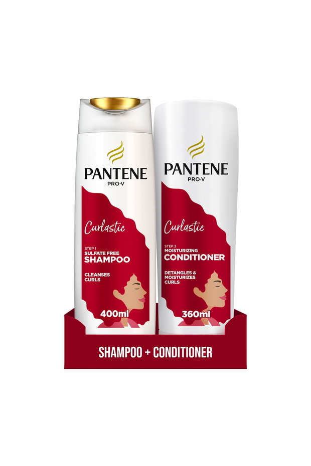 Pro-V Curlastic Shampoo 400 ml + Conditioner 360 ml , Moisturizes & Controls Frizz for Curls - 1
