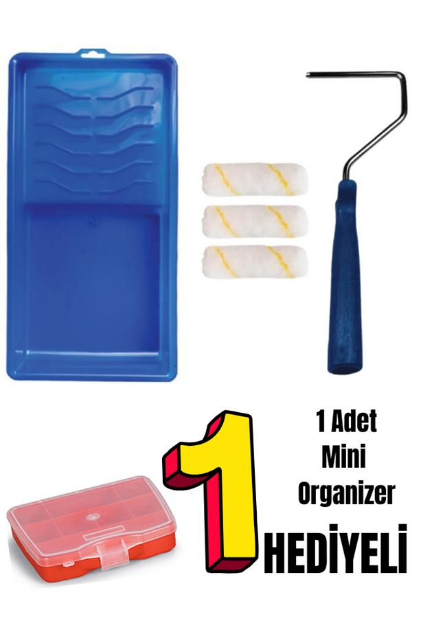 5 Parça Boyacı Seti, Boya Tavası,3 Adet Parmak Rulo,1 Adet 10cm Rulo Sapı - 1