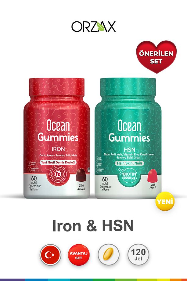 Gummies Iron Demir İçeren 60 Adet & Ocean Gummies HSN 60 Adet Çiğnenebilir Jel Form - 1