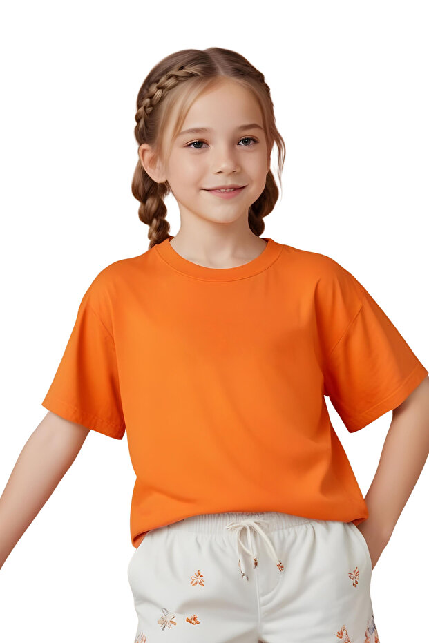 Girl's Round Neck Combed T-Shirt