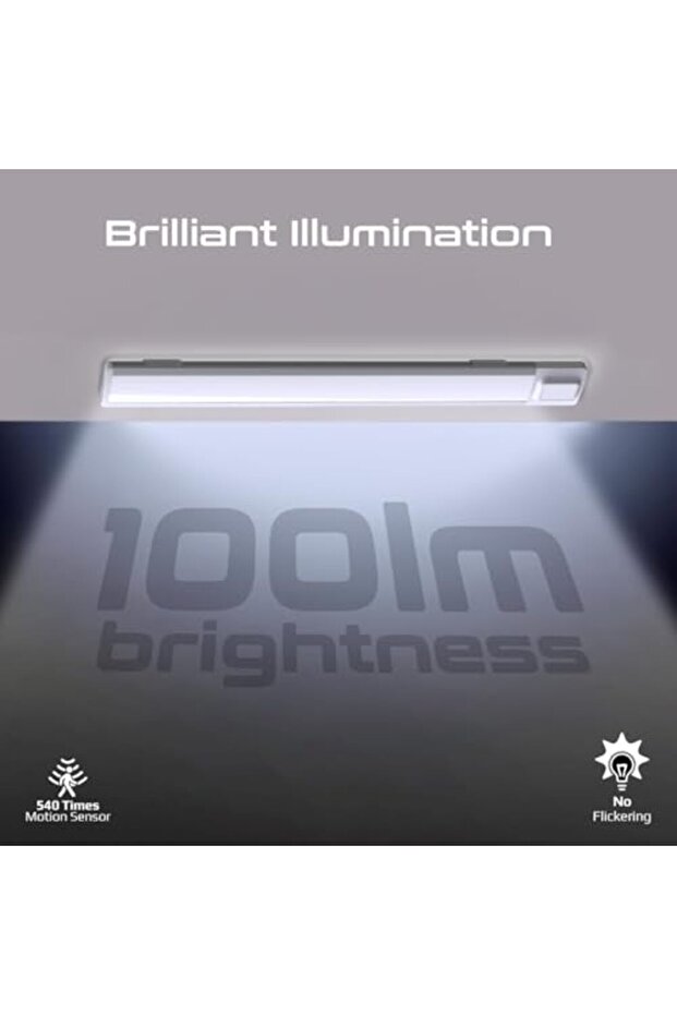 مصباح LED 40 سم مع مستشعر حركة، سطوع 100 لومن، مصابيح LED موفرة للطاقة 4 وات، شحن USB-C - 4