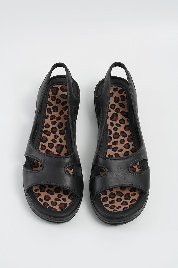 Kadın Siyah Leopar Iç Taban Monisa Sandalet 3cm Byndmns01 - 7