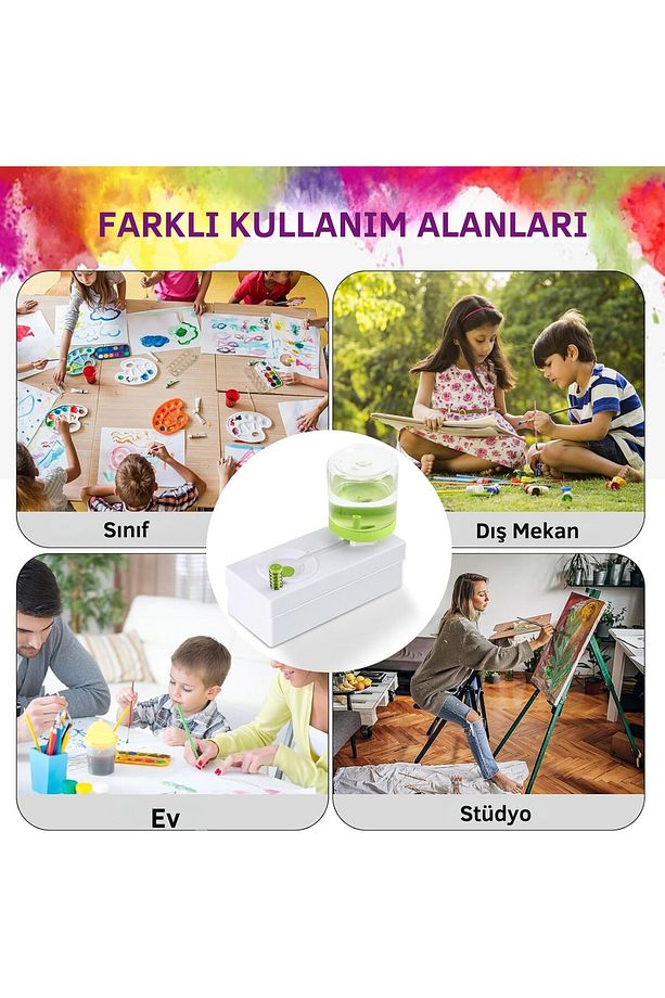 Otomatik Fırça Temizleme Kabı – 2x250ml Hazneli, Boya Fırçası Temizleyici ve Yıkama Kutusu - 7