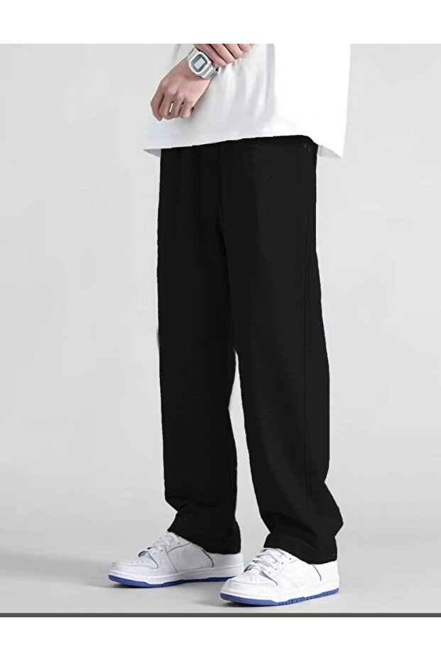 Men's Loose Fit Black Straight Leg Sweatpants