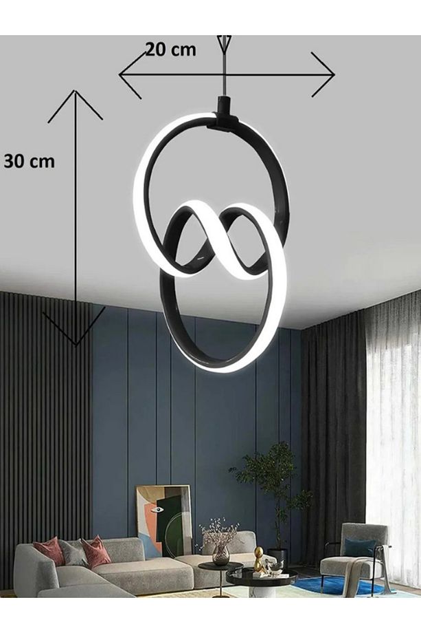 İmza Tekli Siyah Led Avize - 2