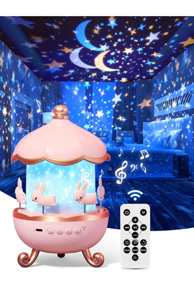 Kids Night Projector Lamp with Music Starry Sky Projection Small Night Light with Bluetooth Audio
