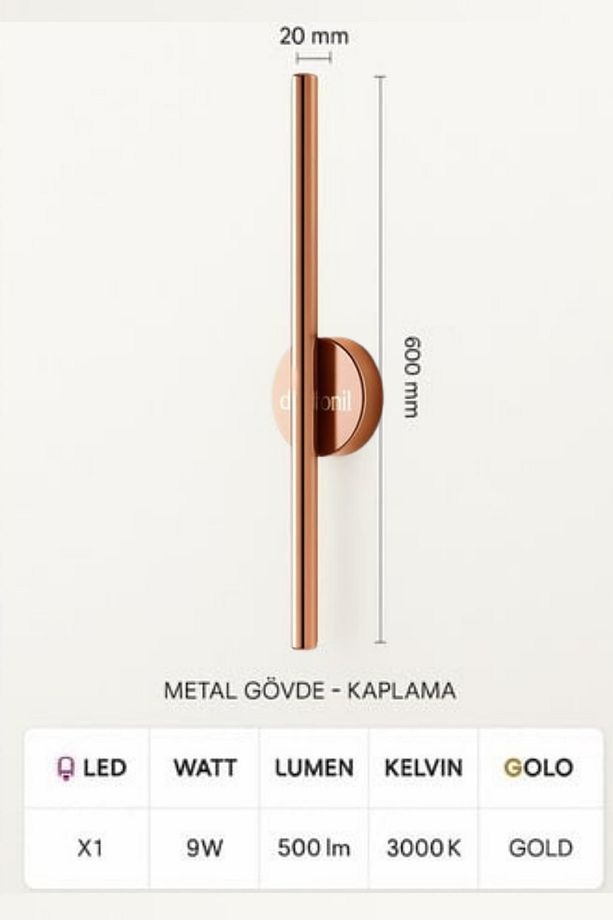 Rose Gold Lindis Şarjlı Kablosuz LED Aplik 1 Adet - 2