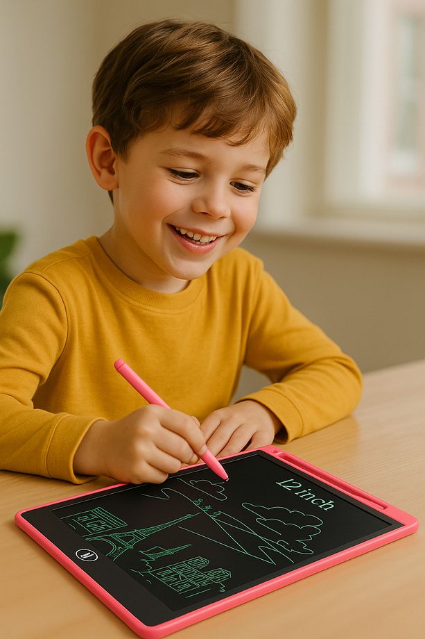 12 Inc Büyük Boy Dijital Lcd Ekran Kalemli Çocuk Yazı Çizim Writing Grafik Not Yazma Eğitim Tableti - 4