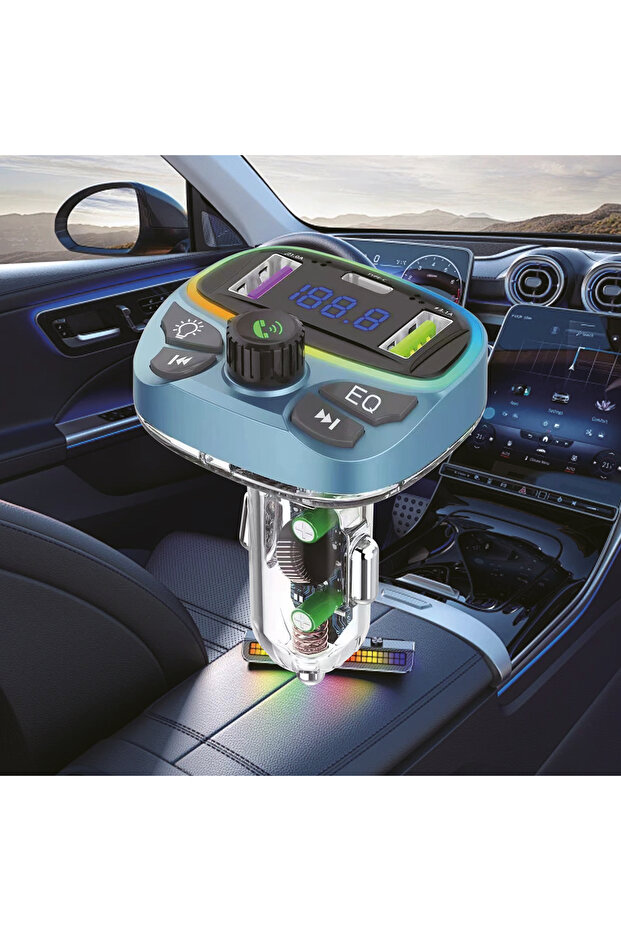 Araç İçin Bluetooth FM Modülatör Transmitter Çakmaklık - MT9877 - 5