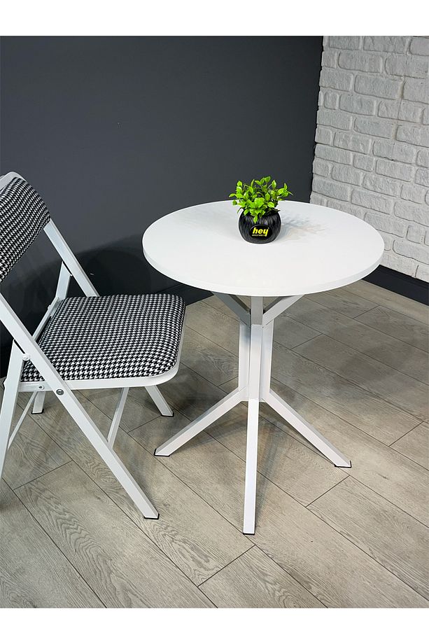 İkra Yuvarlak Balkon Masası Mutfak Yemek Masası 60 cm - 4