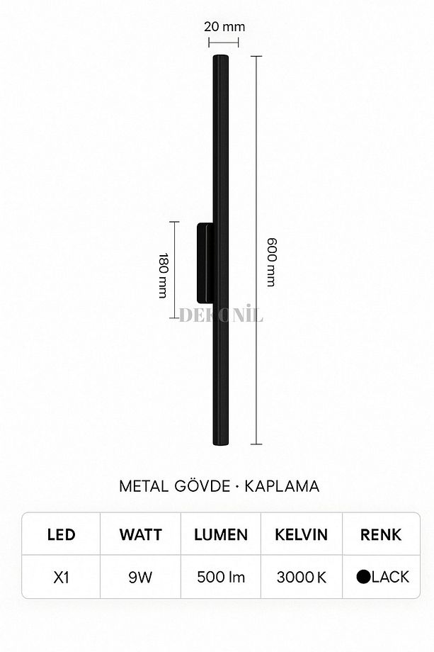 Black Viola Şarjlı Kablosuz LED Aplik 1 Adet - 4