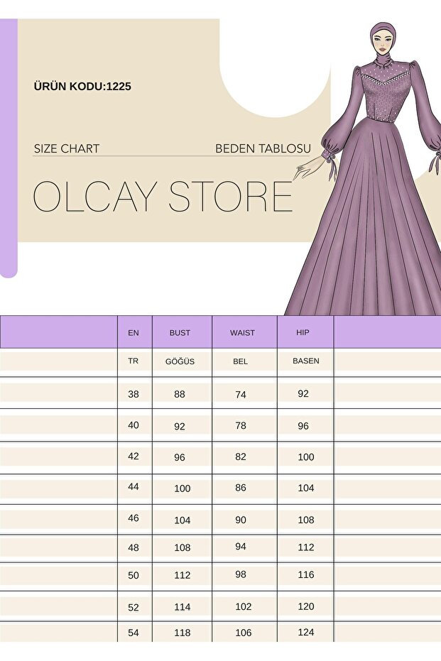 Kremowa 1225 - Wieczorowa sukienka z jedwabnego hidżabu z paskiem w talii i ściągaczem - 7