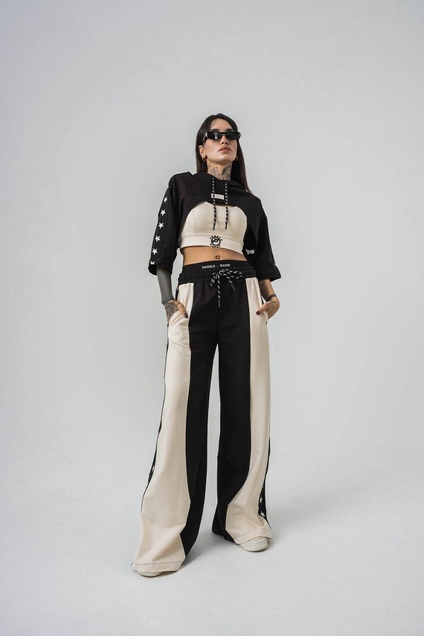 Star Flow Crop + Kapüşonlu T-shirt + Eşofman Alt 3'lü Set Takım - 1