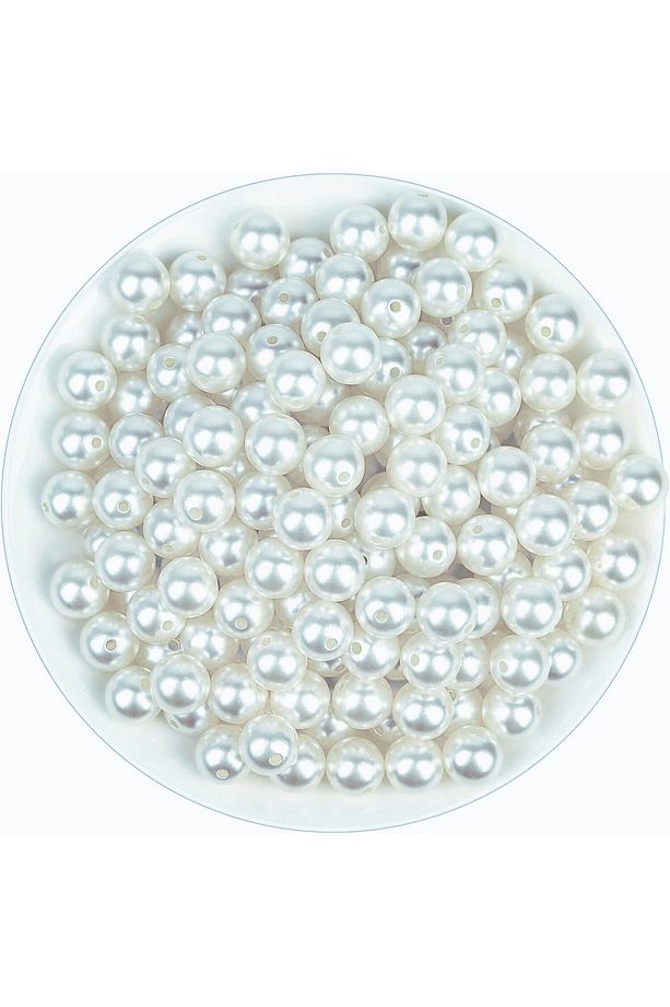 12 MM 50 Adet İnci Boncuk - Beyaz - Çanta Ve Takı Yapımı İçin - 1