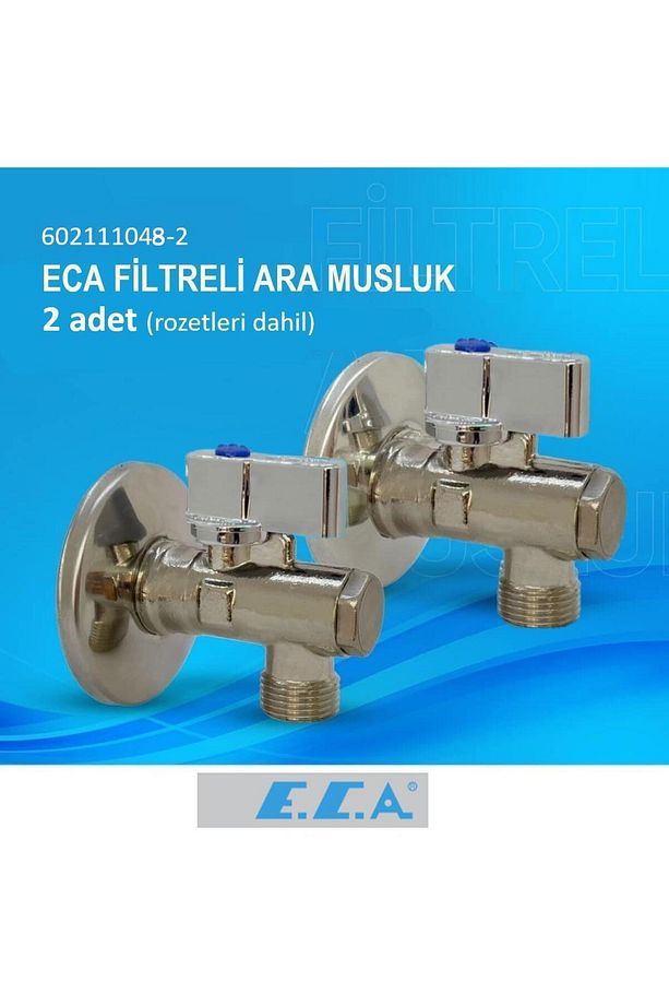 1/2" Filtreli Ara Musluk Krom Volanlı - 2 Adet (ROZET DAHİL) 602111048-2 - 2