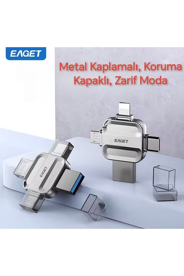 i71 256Gb. 4ü 1 Arada Usb+Type-C+İphone Lightning+Micro Flash Bellek Usb 3.0 Tüm Telefonlara Uyumlu - 3
