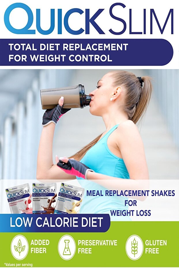 Quick Slim Diyet Shake - 60 Saşe - Yüksek Proteinli Öğün Tozu - Shaker Hediye - 6