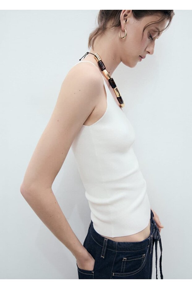 V yaka triko bluz - 1