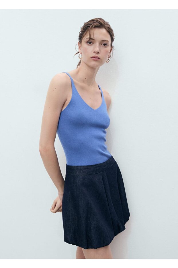 V yaka triko bluz - 1