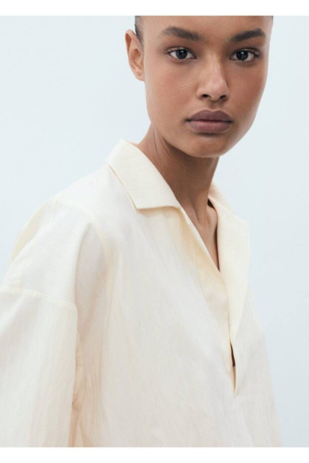 Kabarık kollu crop gömlek - 8