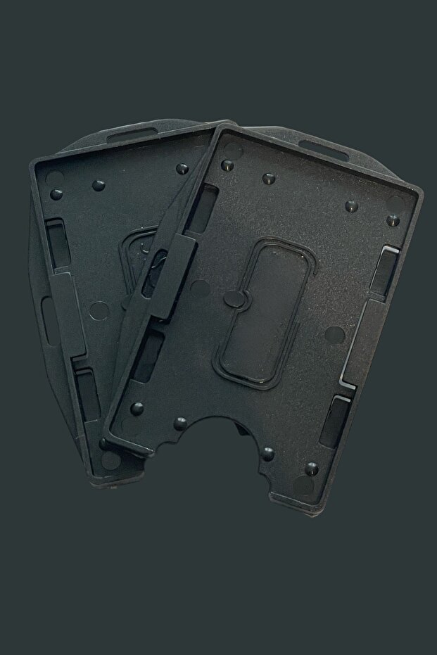 2Pcs Black Horizontal and Vertical Double Chamber Card Protector Id Card Container