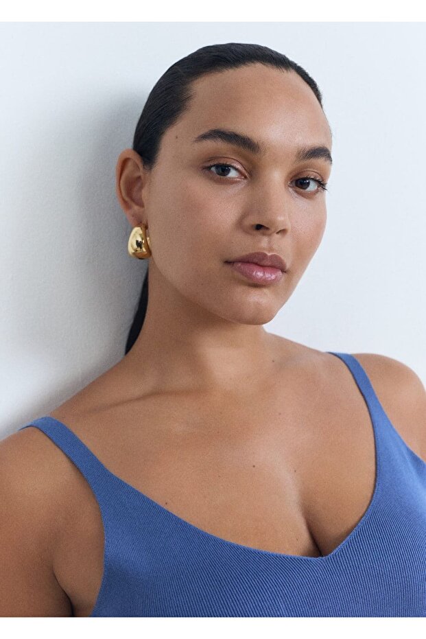 V yaka triko bluz - 6