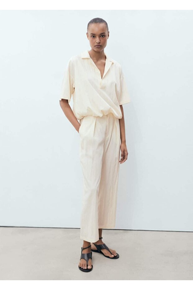 Kısa paçalı dökümlü pantolon - 2