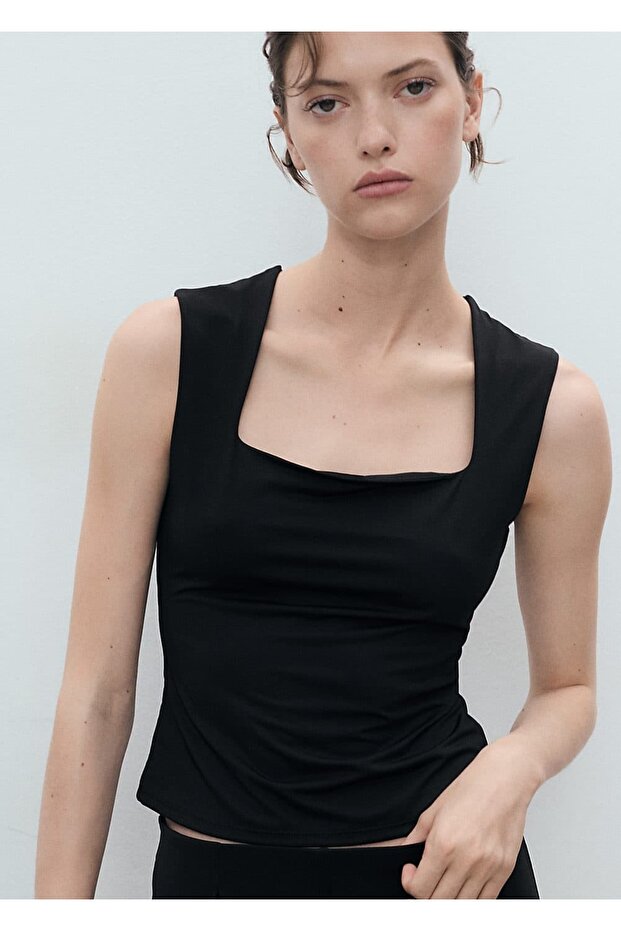 Geniş askılı dar kesim bluz - 1