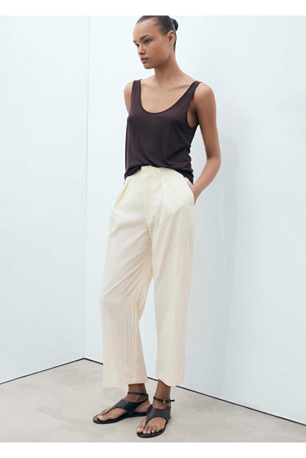 Kısa paçalı dökümlü pantolon - 8