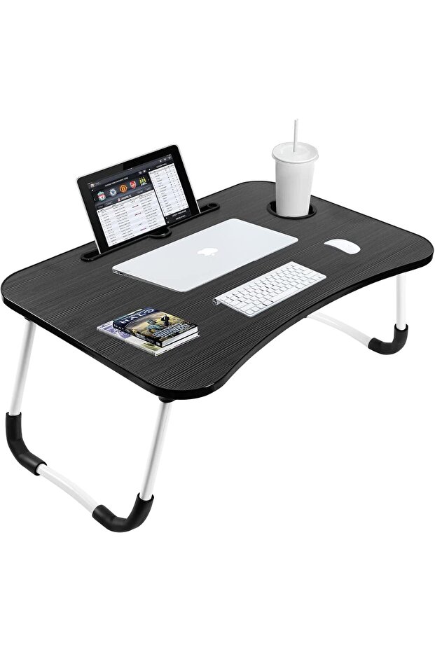 SKY-TOUCH Portable Folding Laptop Desk for Bed with iPad and Cup Holder