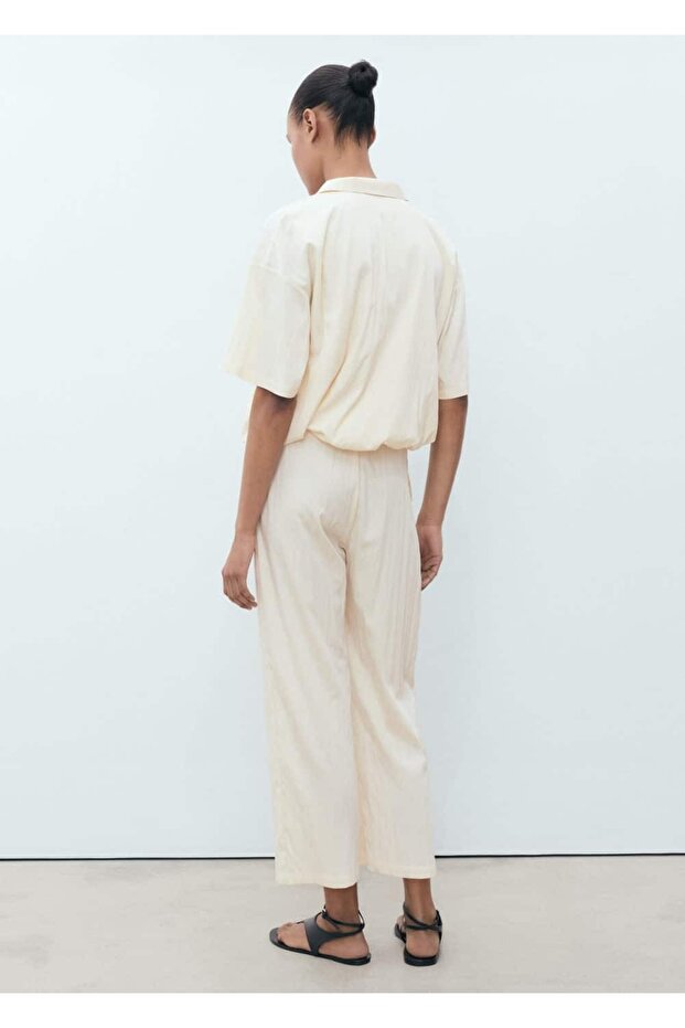 Kısa paçalı dökümlü pantolon - 4