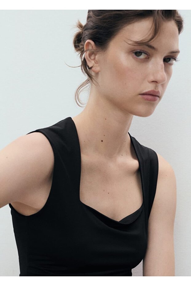 Geniş askılı dar kesim bluz - 7