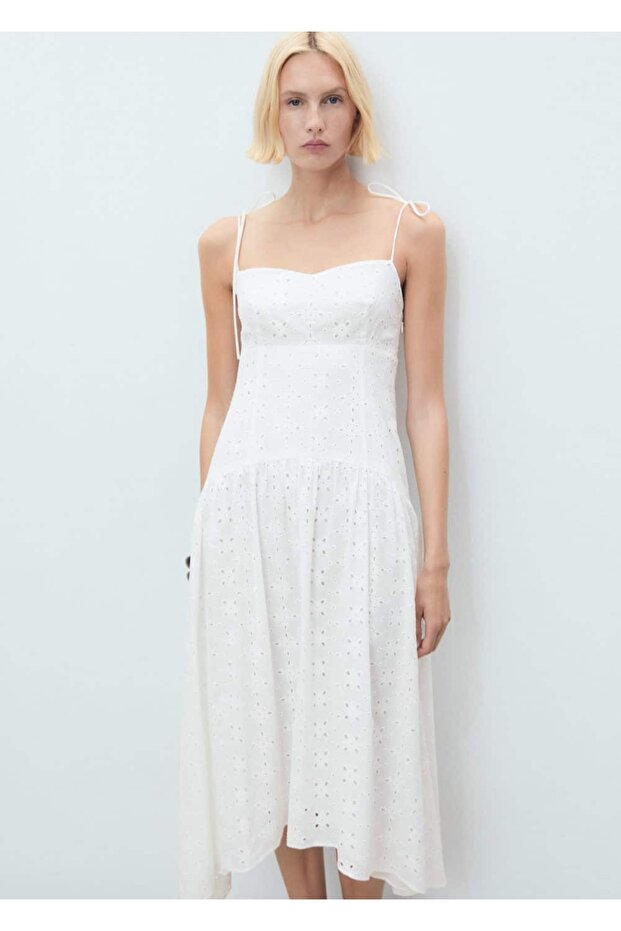 Die cut detaylı midi elbise - 1