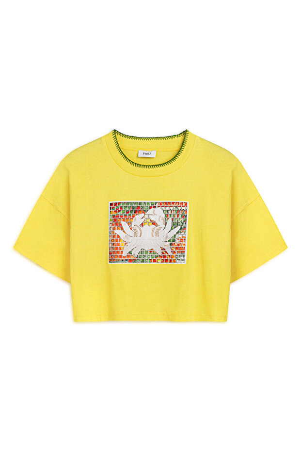 KONTRAST NAKIŞLI PATCH'Lİ TİŞÖRT - 3