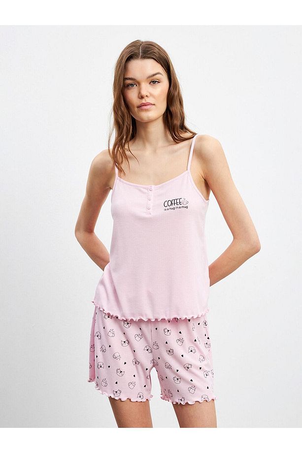 LCW DREAM U Yaka Kadın Şortlu Pijama Takımı (S5) - 3