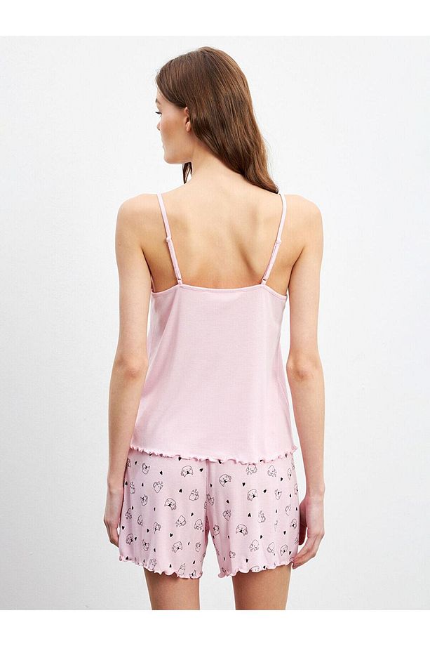 LCW DREAM U Yaka Kadın Şortlu Pijama Takımı (S5) - 6
