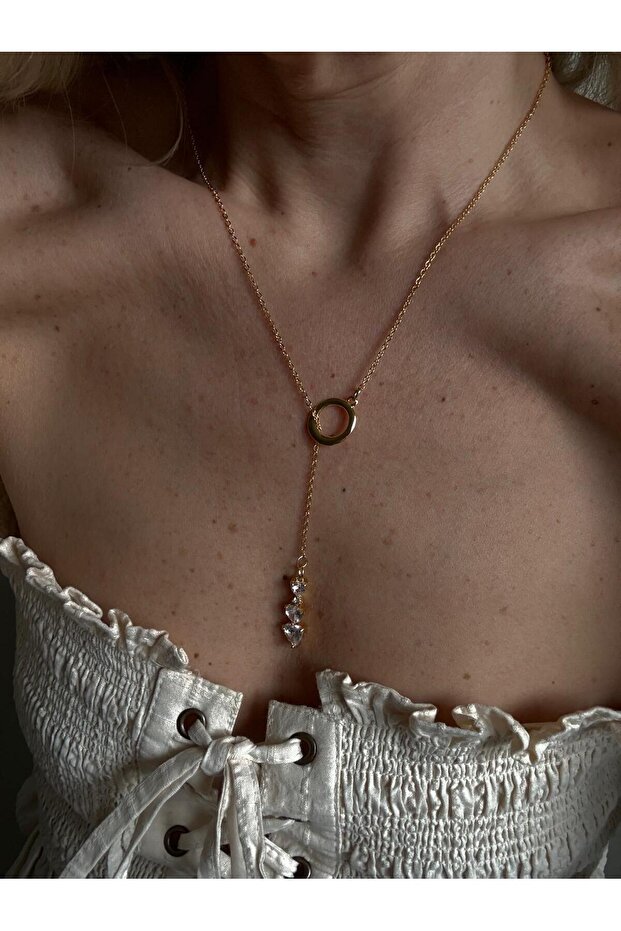 3 Hearts in Row Y Necklace