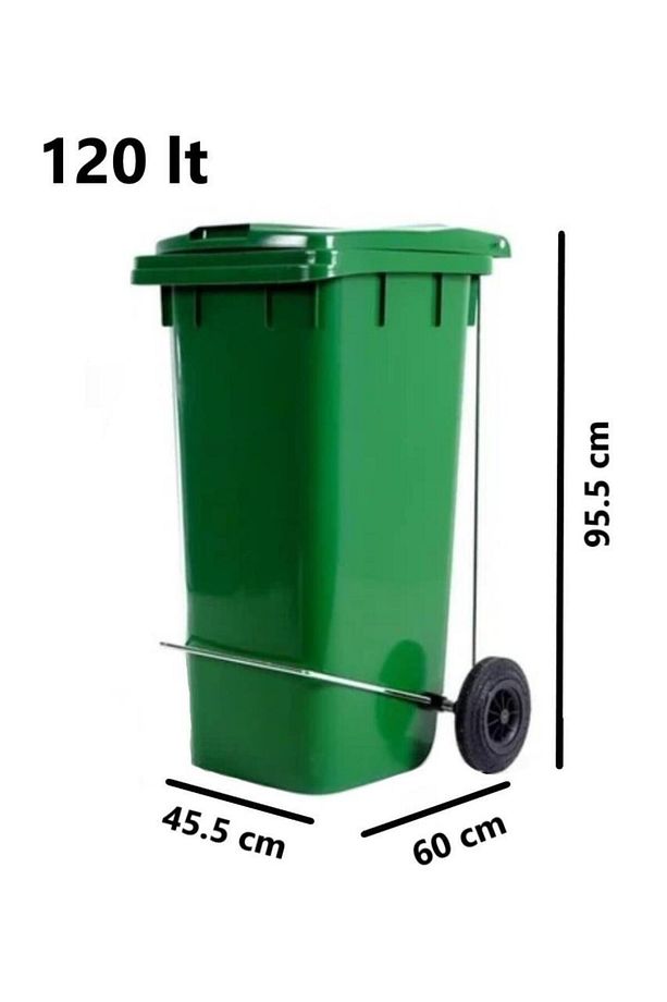 Sy-6507 Pedallı Tekerlekli Kapaklı Plastik Çöp Konteyneri 120 Lt - 3