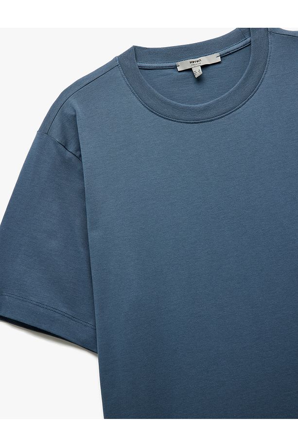 Bisiklet Yaka Pamuklu Regular Fit Kısa Kollu Basic Tişört - 5