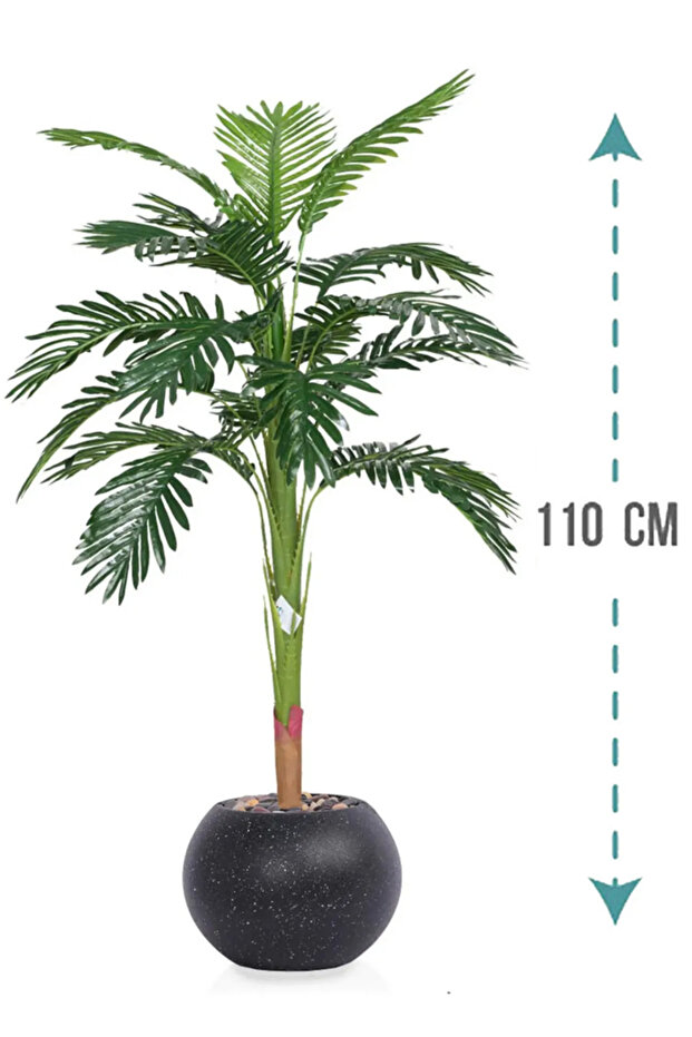 شجرة نخل صناعي وسط بمركن بلاستيك دائري - 1