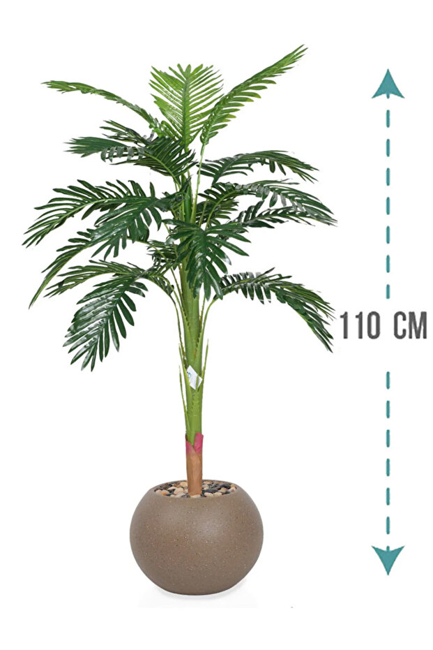 شجرة نخل صناعي وسط بمركن بلاستيك دائري - 1