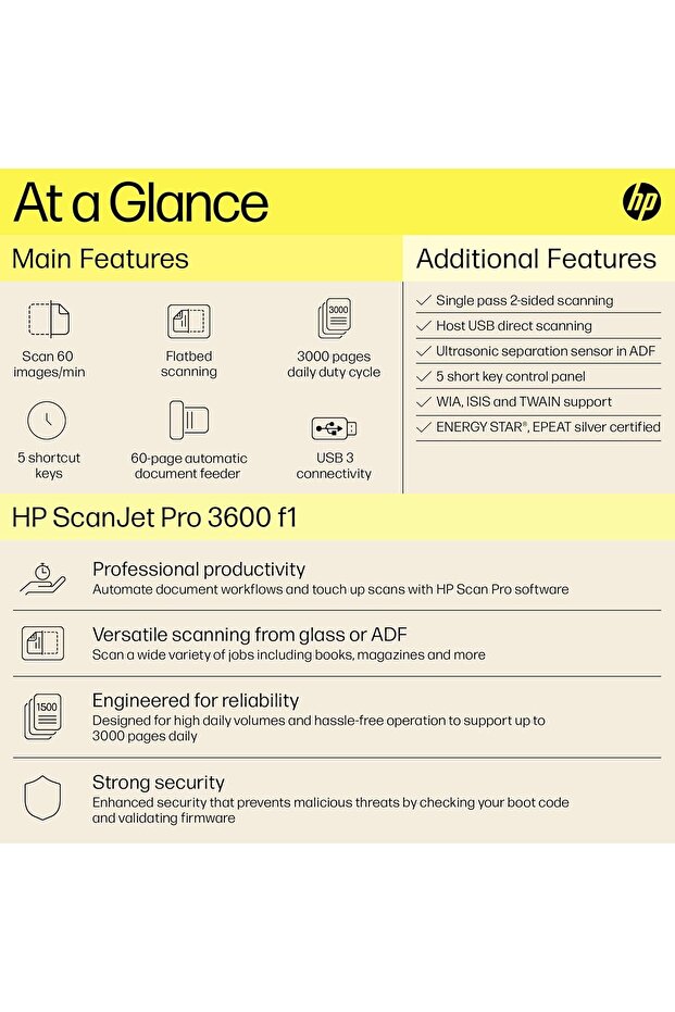 ScanJet Pro 3600 f1, Fast Two-sided Scanning with Automatic Document Feeder (20G06A) - 3