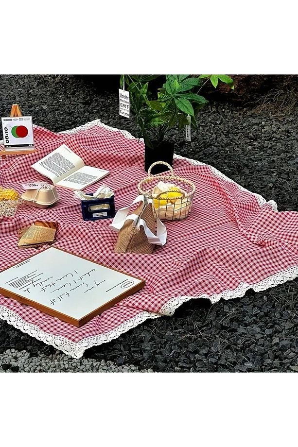 Piknik Kırmızı Masa Ekose Masa Örtüsü, Pötikareli Masa Örtüsü Ve Dantel şerit Masa Örtüsü, - 3