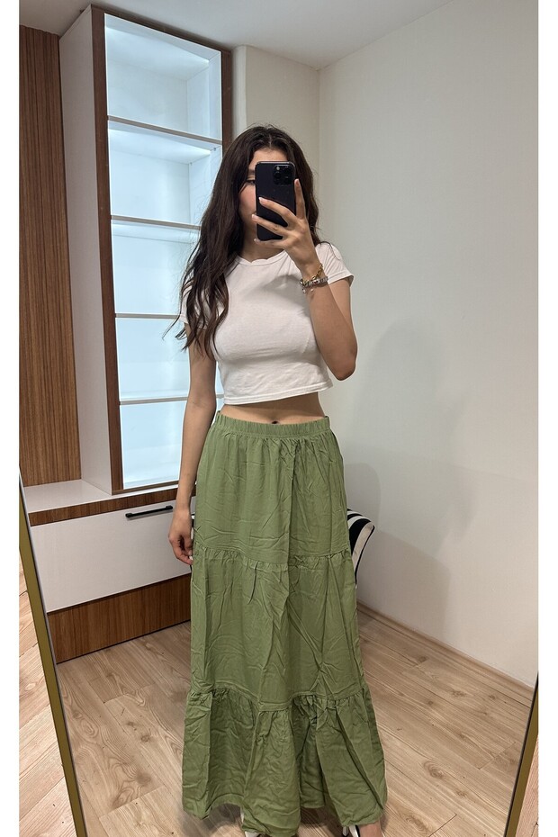 Basic Pileli Kadın Uzun Etek - 3