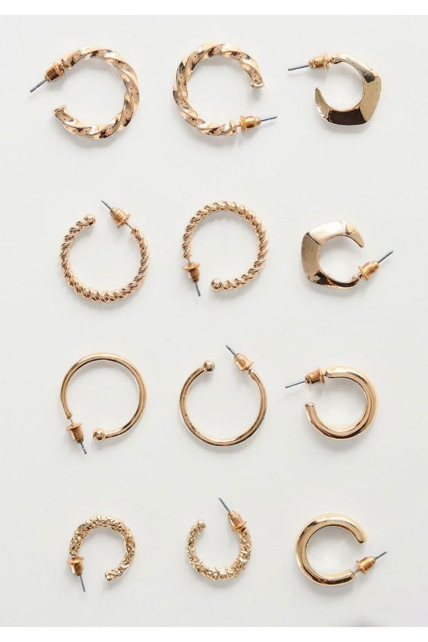 Kadın Gold Basic 6'Lı Küpe Seti - 1