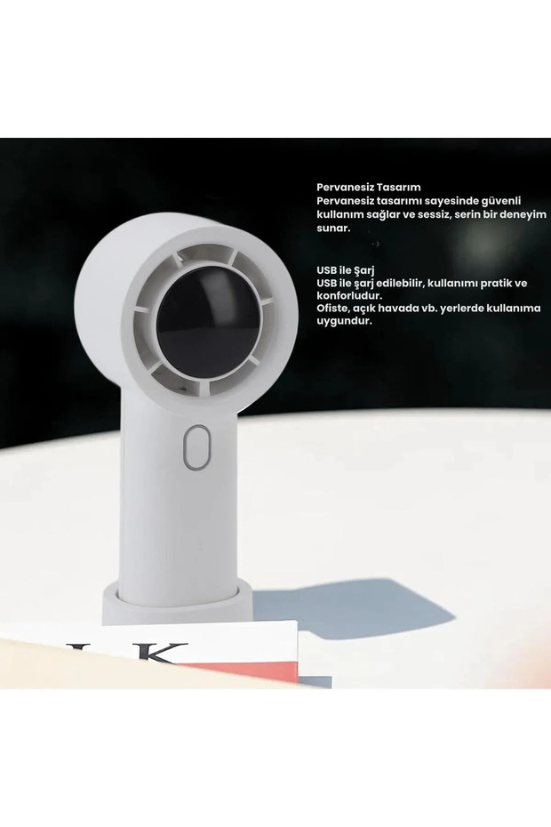 Dijital Ekranlı Mini Vantilatör - 100 Kademeli Sessiz USB Şarjlı El Fanı - 4