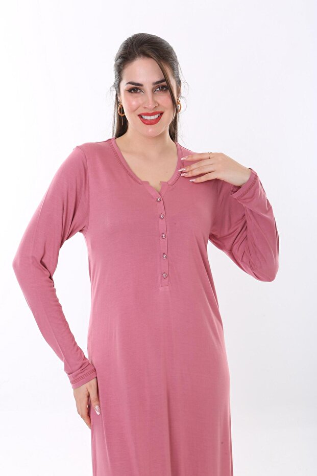 Kadın Bambu Uzun Ev Elbisesi Gecelik - 3